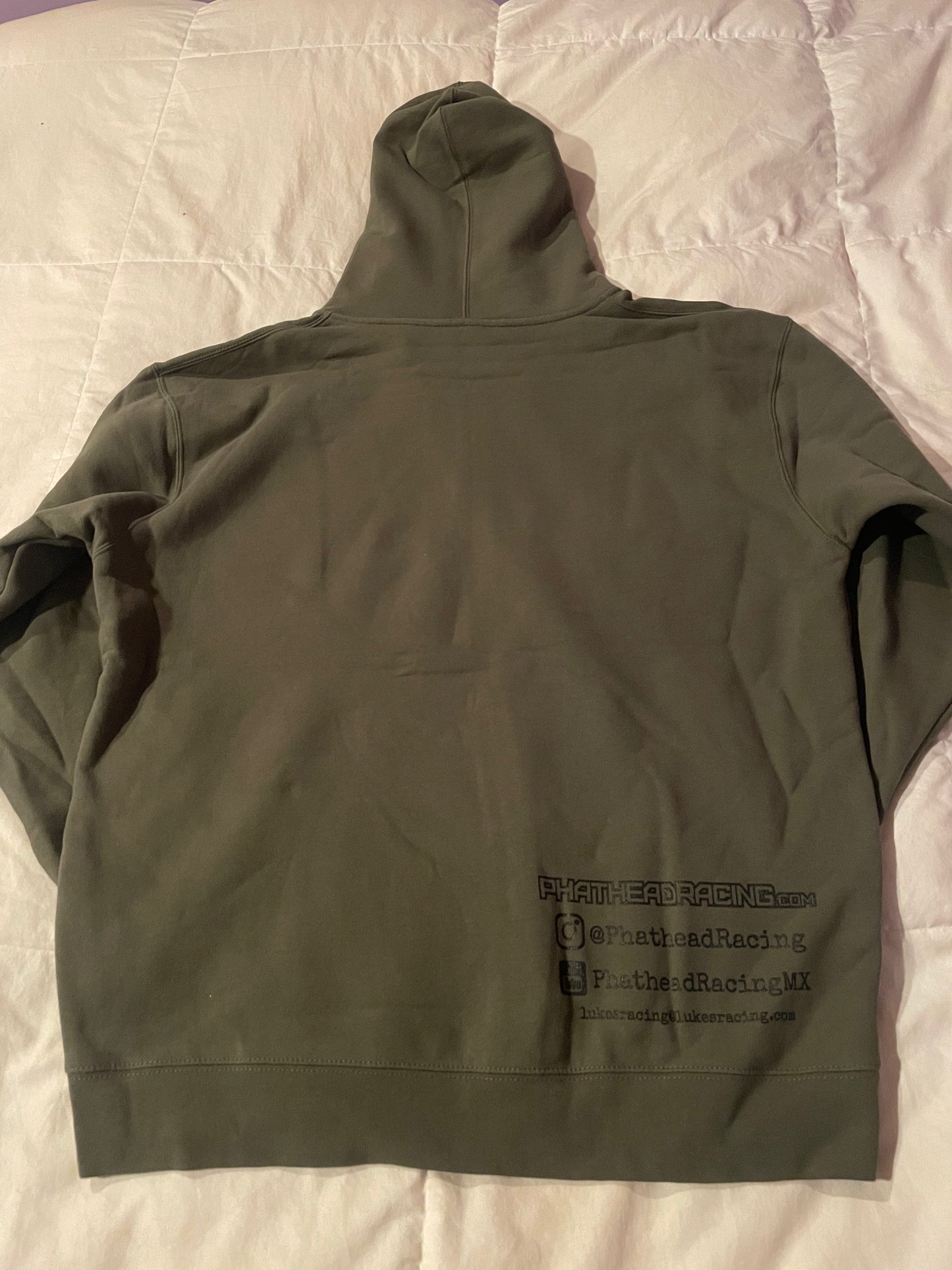 Phathead Racing Hoodie - Full Zip logo Jacket - Army Green