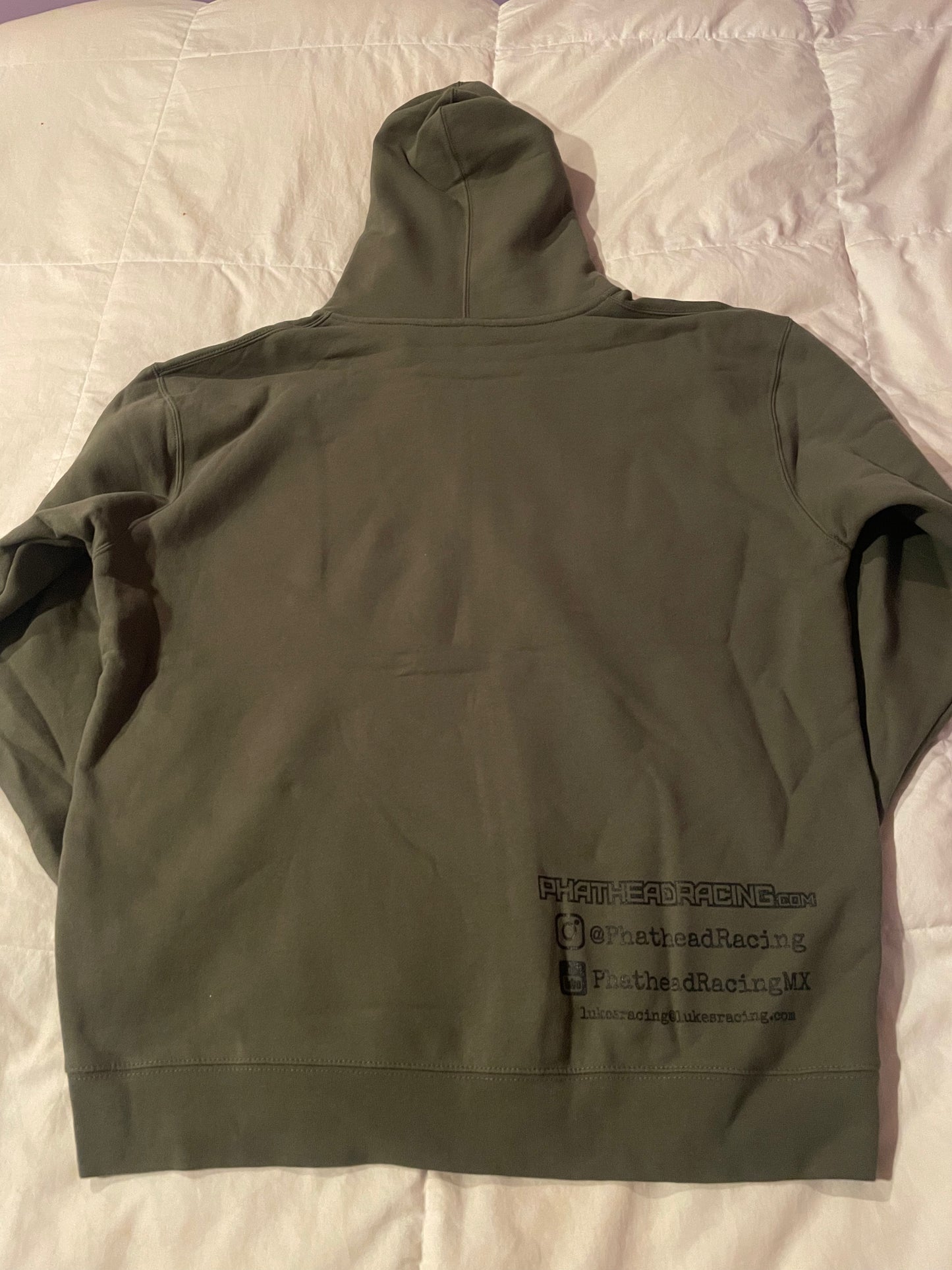 Phathead Racing Hoodie - Full Zip logo Jacket  - Army Green