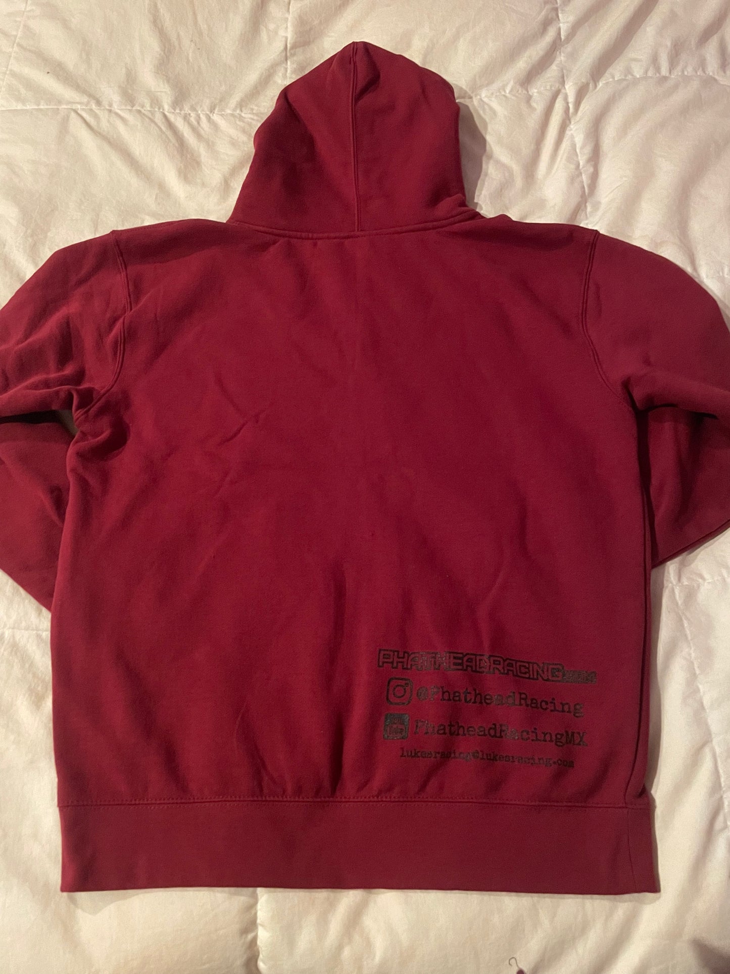 Phathead Racing Hoodie - Full Zip logo Jacket - Burgundy Red