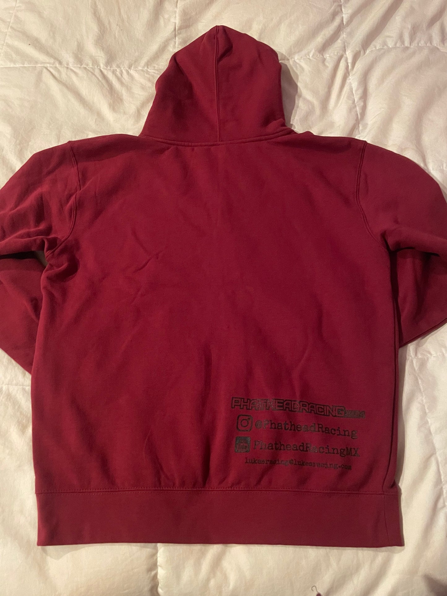 Phathead Racing Hoodie - Full Zip logo Jacket  - Burgundy Red