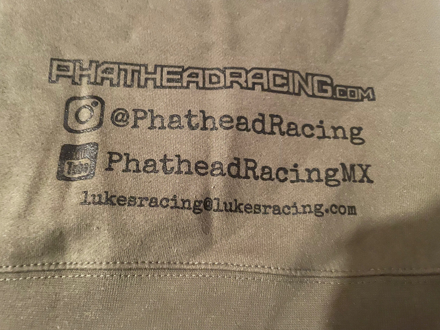 Phathead Racing Hoodie - Full Zip logo Jacket - Army Green