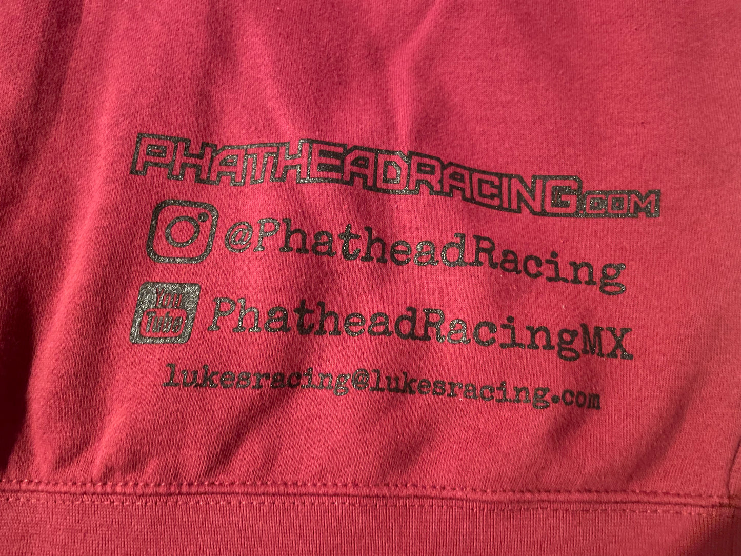 Phathead Racing Hoodie - Full Zip logo Jacket - Burgundy Red