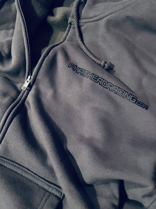 Phathead Racing Hoodie - Full Zip logo Jacket - Gray