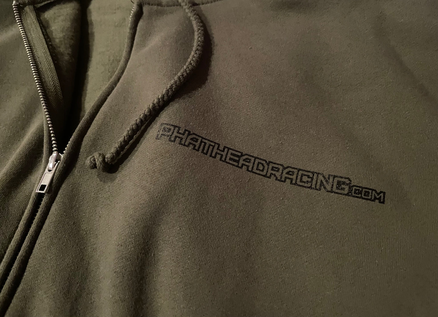 Phathead Racing Hoodie - Full Zip logo Jacket - Army Green