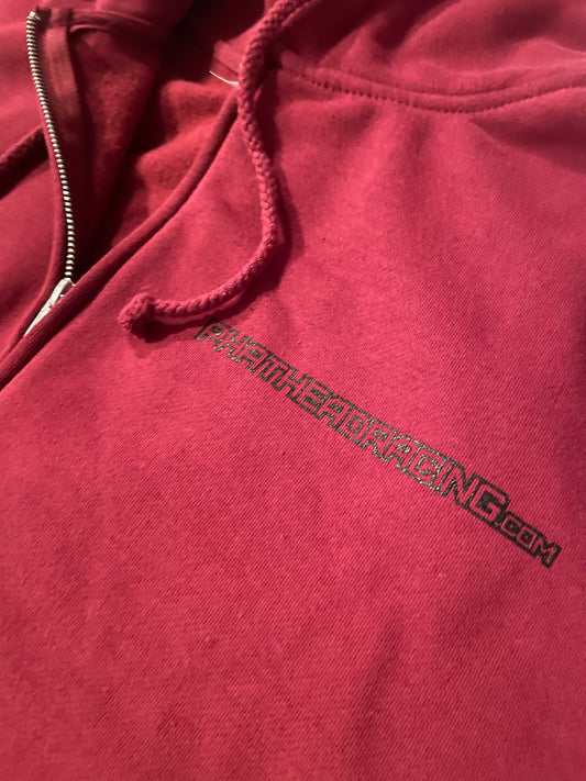 Phathead Racing Hoodie - Full Zip logo Jacket - Burgundy Red