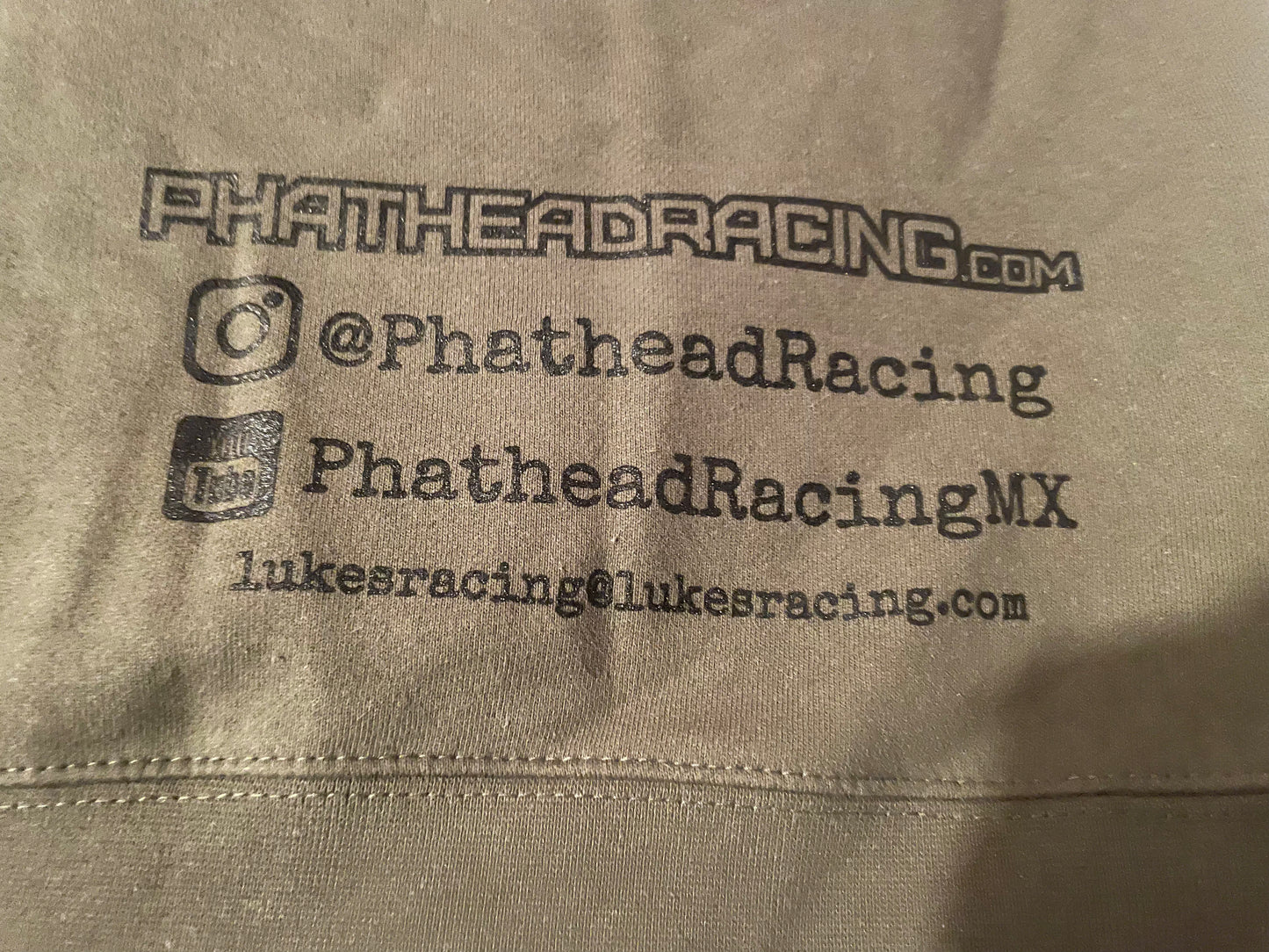 Phathead Racing Hoodie - Full Zip logo Jacket  - Army Green