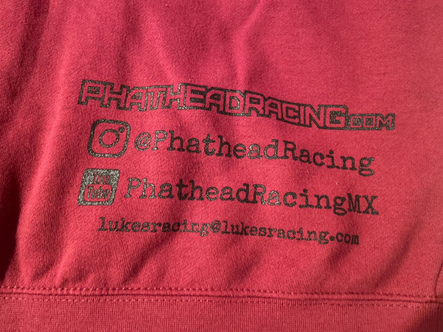 Phathead Racing Hoodie - Full Zip logo Jacket  - Burgundy Red