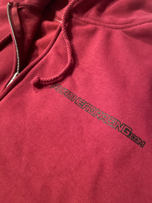 Phathead Racing Hoodie - Full Zip logo Jacket  - Burgundy Red